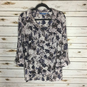 Simply Vera Wang Purple White Floral Top